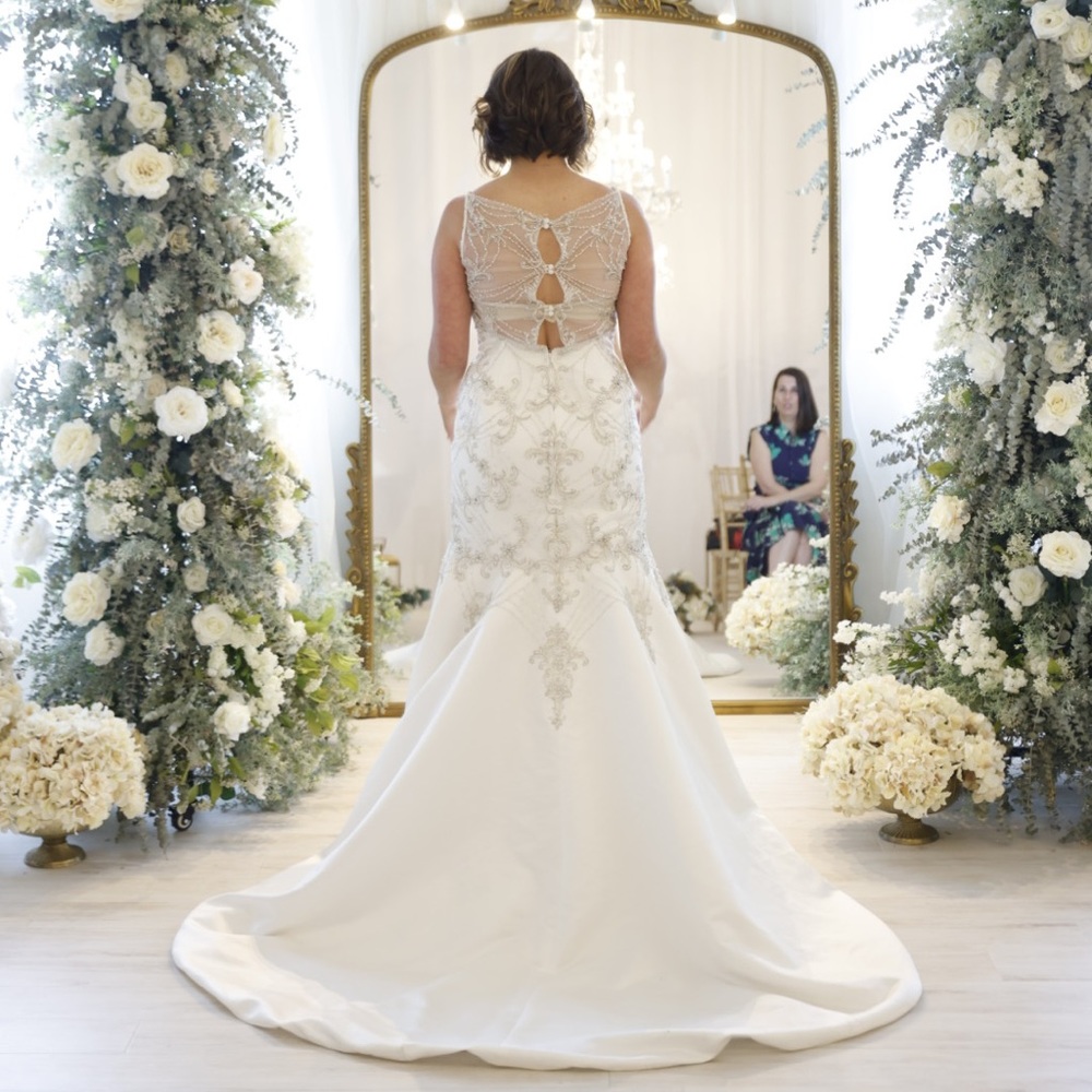 Jasmine crystal beaded trumpet wedding dress. NEW!!